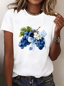 Blusa de manga corta para mujer - Cuello redondo, top de doble propósito casual y formal, adecuada para viajes, playa y citas. |   Artículos esenciales lavables a máquina para el guardarropa de primavera y verano. |   Prenda versátil adecuada para vacaciones, regalos y uso diario. - Blanco - Ver 1