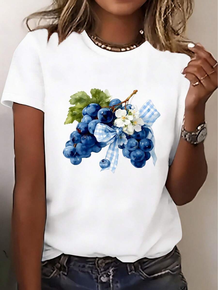 Blusa de manga corta para mujer - Cuello redondo, top de doble propósito casual y formal, adecuada para viajes, playa y citas. | Artículos esenciales lavables a máquina para el guardarropa de primavera y verano. | Prenda versátil adecuada para vacaciones, regalos y uso diario. - Blanco - Ver 1
