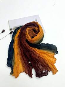 1pc Fashion Pleated New Floral Colorblock Scarf, Autumn/Winter Stylish Decorative Shawl - Multicolor - View 7
