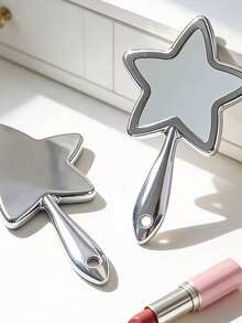 1 pieza Espejo de mano con forma de estrella chapado en electro – Adecuado para maquillaje, peinado y otros usos; Ideal para salones de belleza, tiendas de cosméticos, uso doméstico, desplazamientos diarios y viajes de negocios. - Multicolor - Ver 1