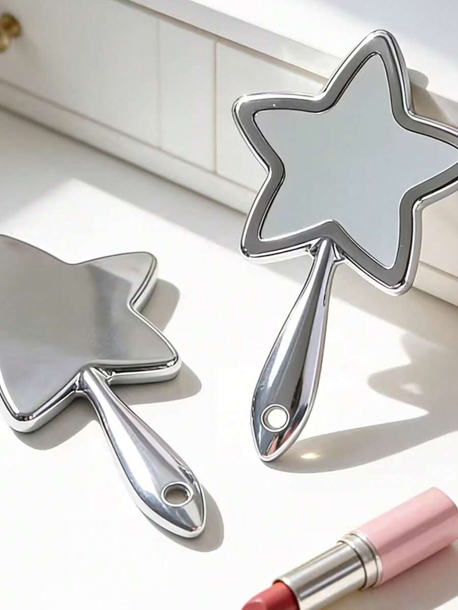 1 pieza Espejo de mano con forma de estrella chapado en electro – Adecuado para maquillaje, peinado y otros usos; Ideal para salones de belleza, tiendas de cosméticos, uso doméstico, desplazamientos diarios y viajes de negocios. - Multicolor - Ver 1