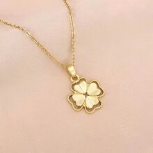 1pc High Quality Hypoallergenic 18K Gold Plated Heart Shaped Pendant Necklace For Women, Stainless Steel, Elegant, Hypoallergenic, Fashionable, Luxury, Minimalist, Suitable For Daily Wear And Gift - Type a - View 9