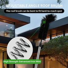 7-Section Extendable Gutter Cleaning Tool Set, 7.48ft, No-Ladder Needed - Durable Aluminum Alloy, Easy Leaf & Debris Removal With Black Bristle Brush - A - View 4