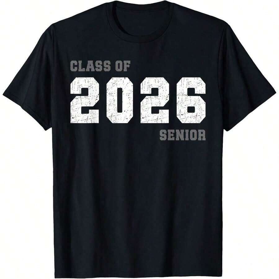 Proud Grandfather Of A Class Of 2026 Graduate, Class Of 2026 Family T-Shirt, Comfortable Loungewear, Everyday Fashion, Party Wear, Unisex Style, Gift T-Shirt, Sizes S - XXXXL, Black - 黑色19 - 查看 1