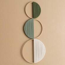 3 piezas Colgante de pared de macramé, conjunto de decoración de pared con aro de bambú hecho a mano y patrón geométrico - Multicolor - Ver 12