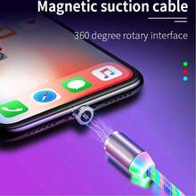Cable de carga magnético con luz de flujo 3 en 1, cabezal de carga magnético desmontable con luz LED, compatible con iPhone 17 Pro Max/17 Pro/17 Plus/17/16/15/14/13/12/11/XS/XR/8/7/6, S25/S24/S23/S22/S21/S20, cable de datos de carga rápida - Azul - Ver 7