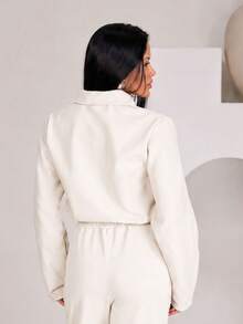 Bomber Jacket In Wool Fabric With Zipper Closure, Perfect For Winter, São João Festivities, Office, Evening, And Daytime Wear. Premium Fashion. - 白色 - 查看 4