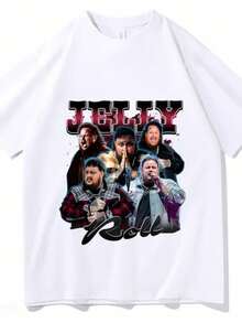Women's Blouses Singer Jelly Roll Graphic Printing Tshirts Cotton Short Sleeve Tee-Shirts Hip Hop Clothes Fashion Casual Vintage Unisex T-Shirts - 白色 - 查看 1