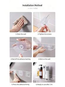 1 Bộ kệ đựng đồ nhà tắm gắn tường bằng acrylic, không cần khoan, trong suốt - Trong sáng - Xem 11
