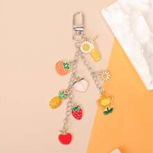 1 chiếc móc khóa hình trái cây mùa hè kiểu , hình dâu tây, đào, cam dễ thương, phụ kiện treo túi xách nữ tính, phụ kiện đa năng. - Nhiều màu - Xem 2