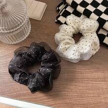 Polka Dot Mesh Double-Layer Fashion Fabric Scrunchie, Multifunctional Suitable For Parties And Birthdays, Ideal Mother's Day Gift - Polka Dot Hair Tie - View 7