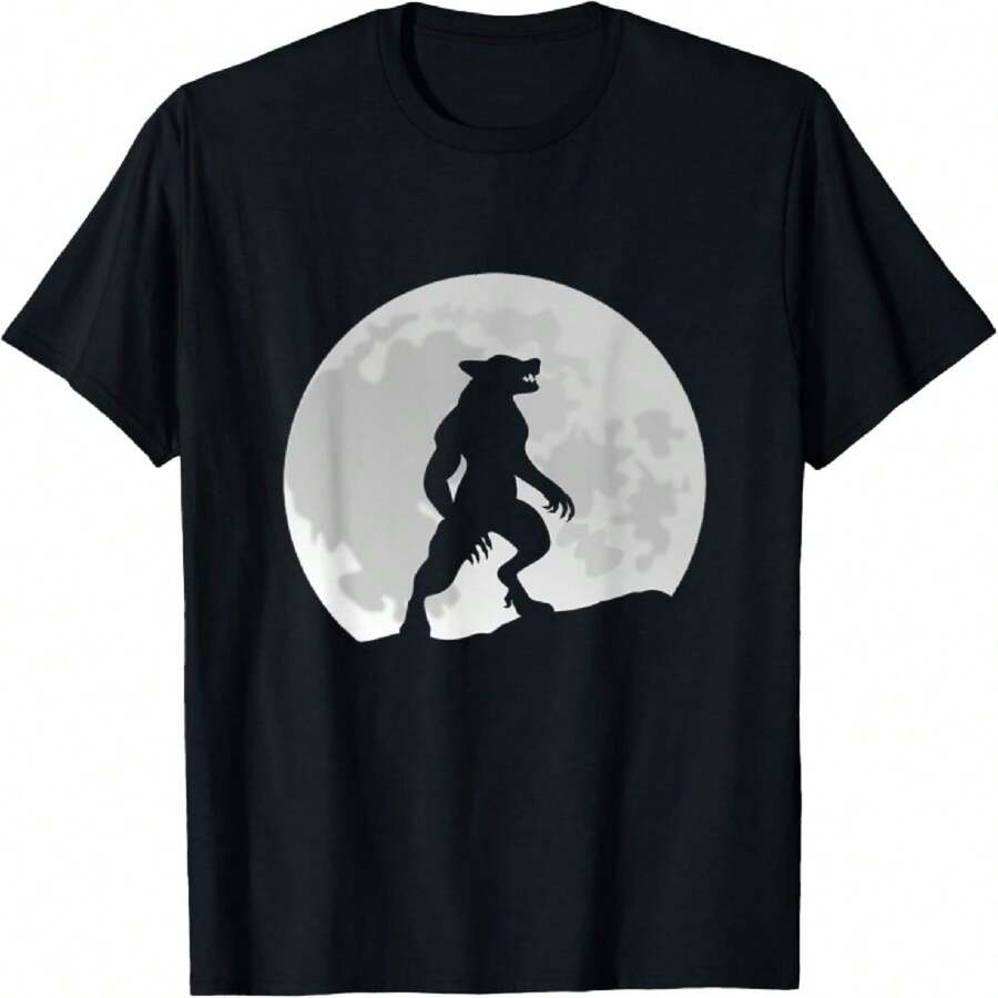 Werewolf Wolf Moon T-Shirt T-Shirt - 黑色 - 查看 1