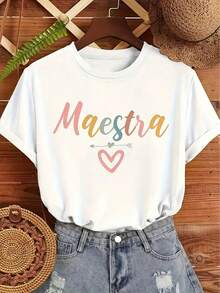 20261Pc Camiseta Gráfica Maestra para Mujer - Camiseta Casual de Cuello Redondo Amarilla con Estampado de Corazón y Flecha, Ideal para Maestras y Educadoras, Regalo Perfecto para el Día del Maestro o el Regreso al Aula, Camisetas para Profesores2026 - Blanco - Ver 10