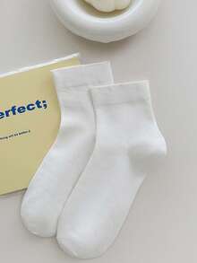 5 pares de calcetines de unicolor mixto hasta el tobillo, calcetines casuales suaves, calcetines cortos básicos y cómodos para mujeres, calcetines básicos simples para estudiantes - Multicolor - Ver 7