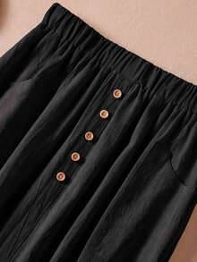 Falda blanca casual y retro para mujer, primavera/verano - Negro - Ver 4