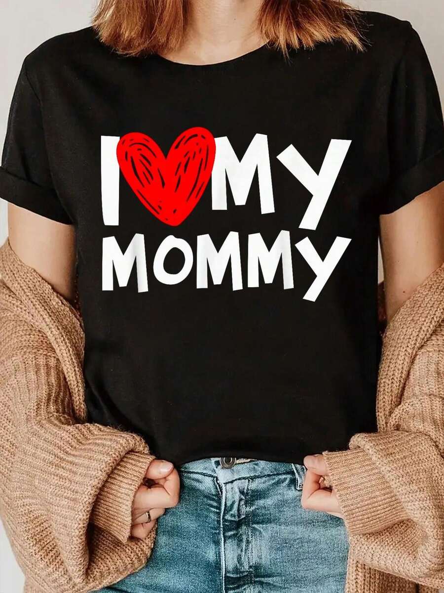 Camiseta Estampada para Mujer I ♥️ MY - Camiseta Casual de Manga Corta y Cuello Redondo en Negro, con un Corte Relajado para Todas las Estaciones, Perfecta para el Uso Diario y Atuendos de Vacaciones (Lavable aáquina). - Blanco - Ver 1