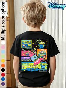Toy Story Three-Eyed Boy American Retro Comic Style Printed T-Shirt For Boys And Girls | Casual Crew Neck Short Sleeve Disney Animation IP Series Three-Eyed Boy Multi-Scene American Retro Comic Style Print Summer Children's Tops Everyday Wear Student Daily Wear American Retro Comic Print Toy Story Theme T-Shirt Child-Friendly Design Must-Have For Outings Cartoon Character Tops School Style Outfits Popular Animation Character Merchandise Comfortable Fabric Everyday School Wear Fan Collector's Item - Black - View 3