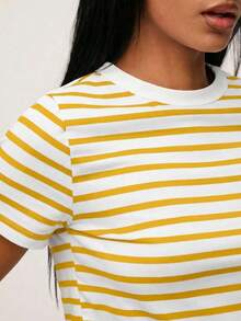 BASICS Camiseta casual con estampado a rayas para primavera y verano - Amarillo - Ver 5