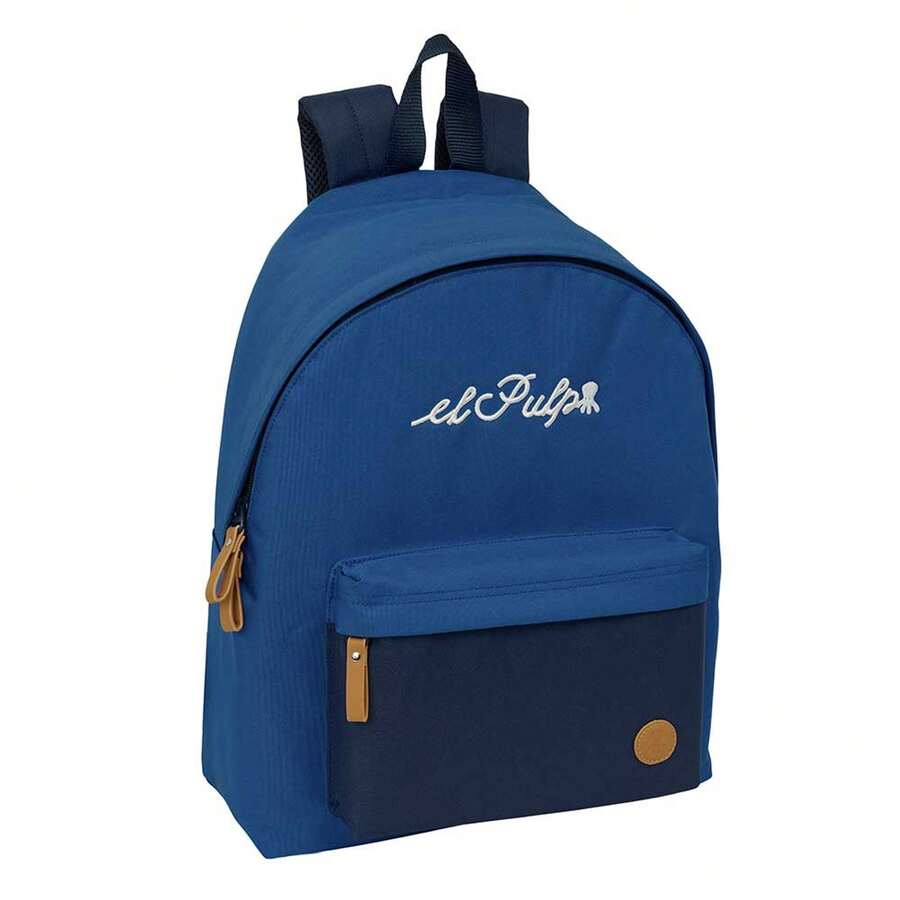 | Double School Backpacks El Pulpo For Laptop And Tablet, Padded Anti-Theft Back Compartment, Double Pull On Main Zipper, Front Zipper Pocket, Top Handle, Navy - Option 10 - View 1