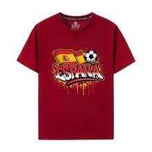 Spain National Team 2026 World Cup Fan Jersey, Short Sleeve, Graffiti Style, Pure Cotton, Unisex, Supporter Apparel - 白色 - 查看 5