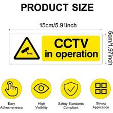 5pcs Wooden Security Camera In Use Stickers, Self-Adhesive, Wooden CCTV Warning Signs, Indoor & Outdoor Use (Size: 5.91 In X 1.97 In) - 5pc - View 5