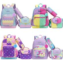 Set de 3 piezas de mochila para niñas, mochila escolar con estampado lindo de estrellas & lunares con bolso cruzado y estuche para lápices, mochila escolar ligera para niñas, vuelta al colegio - Conjunto de mochilas escolares para niñas - Ver 2