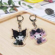 SANRIO 三柳 1 件装 深黑色精美钥匙扣吊坠，情侣款旋律包包挂件，亚克力钥匙扣，复古配饰，适合情人节、婚礼、生日礼物、节日派对、母亲节、旅行配件 - 彩色 - 查看 4