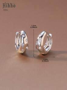 Hihho 1 par de pendientes de joyería de lujo con zirconia incrustada en forma de octágono y estrella tallada, diseño geométrico minimalista y único, adecuado para la vida diaria, el uso en la calle y como regalo para la mejor amiga - Pendientes Starlight - Ver 8