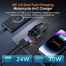 Charger USB Motor Pengontrol Bluetooth Port Ganda Pengisian Cepat USB-A Tipe-C Charger Ponsel Motor XS01 Aksesori Sepeda (Cocok Untuk Motor 12-24V DC) - XS01 - View 5