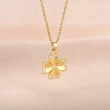 1pc High Quality Hypoallergenic 18K Gold Plated Heart Shaped Pendant Necklace For Women, Stainless Steel, Elegant, Hypoallergenic, Fashionable, Luxury, Minimalist, Suitable For Daily Wear And Gift - Type a - View 7