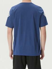 Adidas Climacool ADI365 Striped Crew Neck Short Sleeve Straight Cut Running T-Shirt For Men - 藍色 - 查看 3