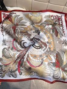 1 chiếc khăn vuông satin 65*65cm in họa tiết phượng hoàng và cọ màu xanh & vàng, khăn nhẹ đa năng dùng cho mọi mùa, đa công dụng làm khăn quàng cổ, khăn choàng, khăn thắt eo cho đi chơi hàng ngày, tiệc tùng, du lịch - Nhiều màu - Xem 16
