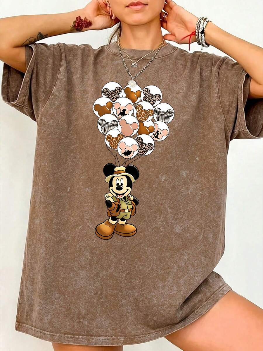 Disney Oversize Round Neck Washed T-Shirt With Disney Mickey Mouse Print, Disneyland, Disney Animal Kingdom, Disney Family Vacation Trip, Summer Outfits For Women, Vacation Outfits Women, Dresses,, Dresses For Women, Summer Clothes, Summer Tops, Capris For Women, Rompers For Women, Jeans For Women, Jorts, Graphic Tees Women, Tank Tops Women, Dresses For Women Summer, Summer Tops, Summer Clothes, Summer, Swimsuits For Woman, Bathing Suits For Women, Bikinis, White Tank Top, Women Sweatshirts & Hoodies, Cord Sets For Women, Trajes Elegantes De Mujer, Conjuntos De Dos Piezas Para Mujer, Skirt Two Piece Set, Conjuntos De Mujer, Blusas, Trajes De Mujer Casual, Free Shipping, Co Ords Sets Women, Faldas - Màu Khaki - Xem 1
