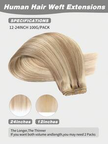 SUYYA 18/613 灰金色挑染漂金 22英吋 100g 縫接真人髮束 直髮 Remy Hair - S18/613 - 查看 6