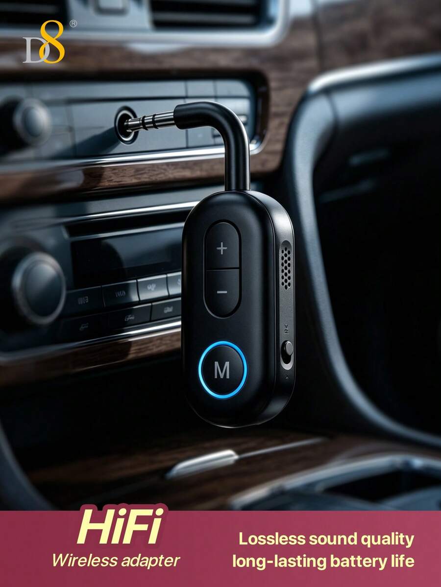 D8 Car Mounted Wireless Adapter, Wireless 5.3 Bluetooth Adapter, Lossless HiFi Sound Quality, Hands-Free Calling, Drive Free Plug And Play, Anti-Interference Strong Signal, Universal Car Multimedia Accessory, Wide Compatibility For IOS Android - Multicolor - View 1