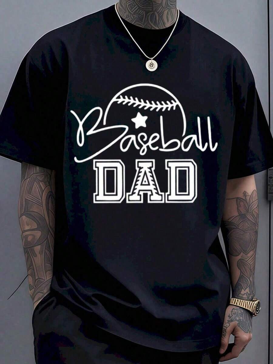 Camiseta de Béisbol para Papá, Regalo para el Día del Padre, Camiseta para Amantes del Béisbol, Ropa Casual, Camiseta para Fanáticos del Deporte, Color Negro - Negro - Ver 1