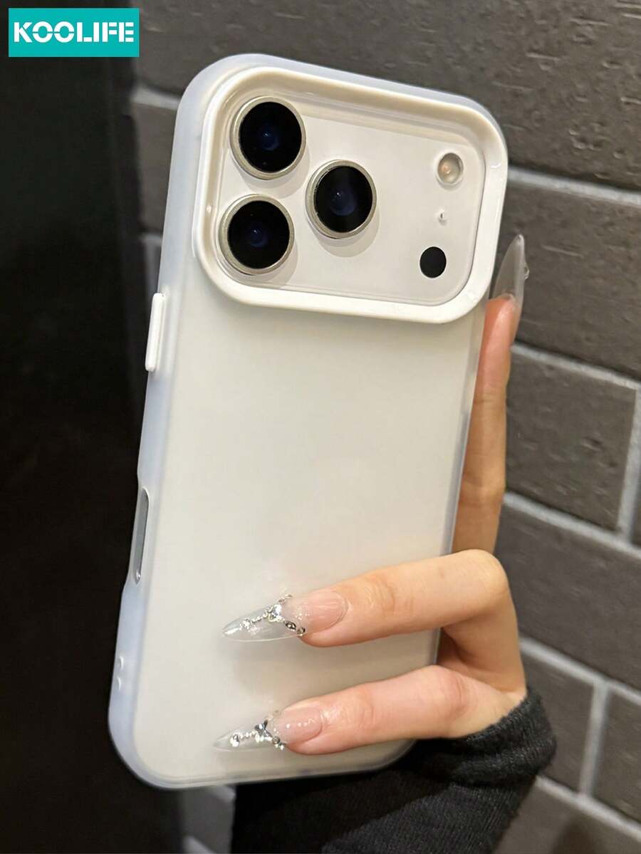 Koolife 1pc White Matte Translucent Phone Case, 2-In-1 PC+TPU Shockproof Protective Cover, Minimalist Matte Texture With Large Camera Frame, Compatible With Iphone 18 Pro/18 Pro Max/17/17 Pro/17 Pro Max/16/15 - White - View 1