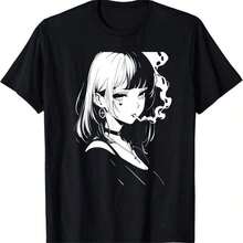 1 Piece Short Sleeve T-Shirt With Pastel Anime Cat Girl Print, Round Neck, Casual Style, Plus Size, Business Casual Wear, Cute Character Design, Y2K Inspired, Regular Fit, Suitable For All Seasons, Tumble Dry, 180g, 100% Cotton. | Exquisite Design | Loose And Comfortable | Easy To Match | - 5 - 查看 7