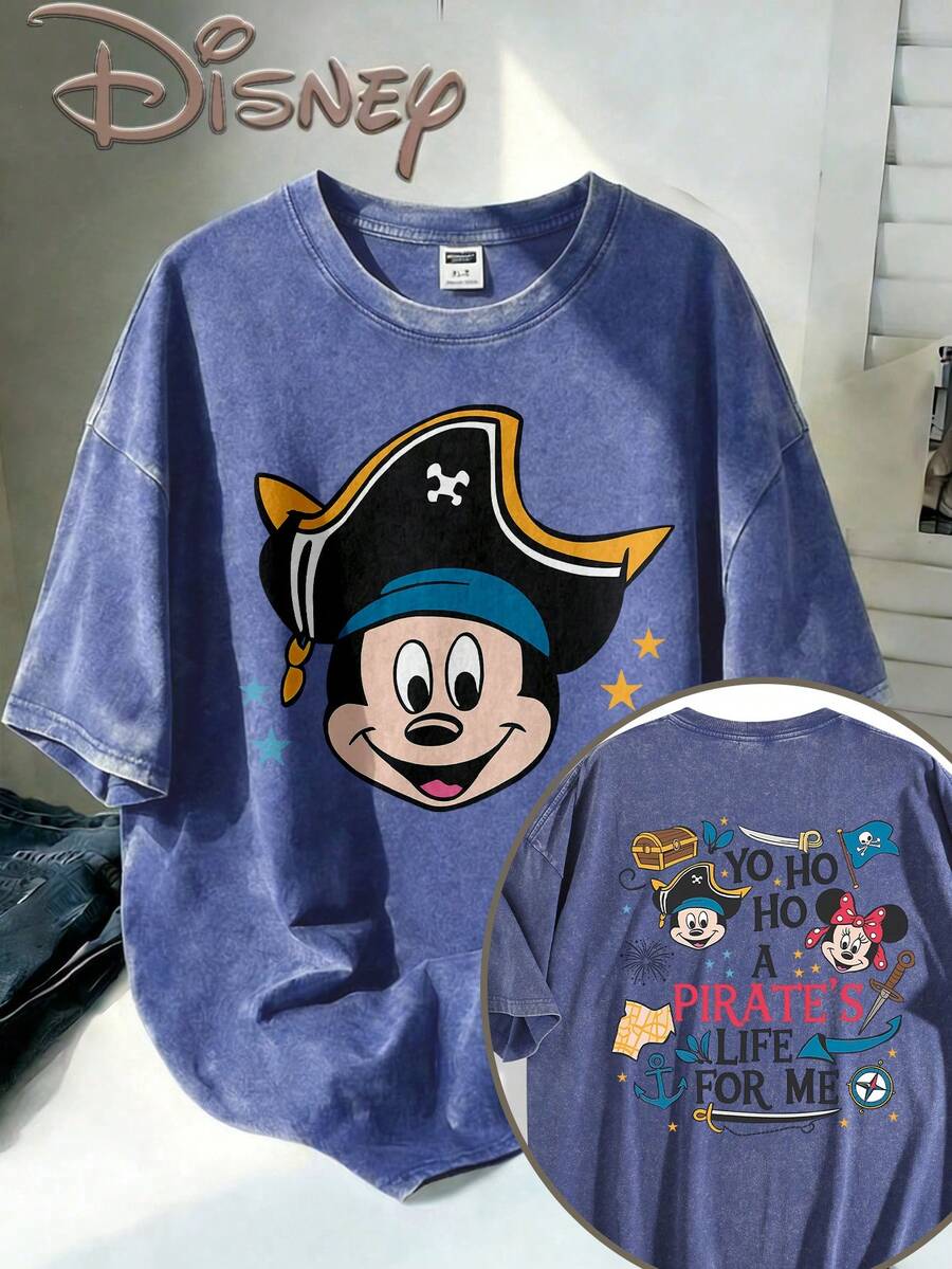 Disney Oversize Round Neck Washed T-Shirt With Disney Mickey Mouse Print, Disneyland, Disney Animal Kingdom, Disney Family Vacation Trip, Summer Outfits For Women, Vacation Outfits Women, Dresses,, Dresses For Women, Summer Clothes, Summer Tops, Capris For Women, Rompers For Women, Jeans For Women, Jorts, Graphic Tees Women, Tank Tops Women, Dresses For Women Summer, Summer Tops, Summer Clothes, Summer, Swimsuits For Woman, Bathing Suits For Women, Bikinis, White Tank Top, Women Sweatshirts & Hoodies, Cord Sets For Women, Trajes Elegantes De Mujer, Conjuntos De Dos Piezas Para Mujer, Skirt Two Piece Set, Conjuntos De Mujer, Blusas, Trajes De Mujer Casual, Free Shipping, Co Ords Sets Women, Faldas - Xanh đậm - Xem 1