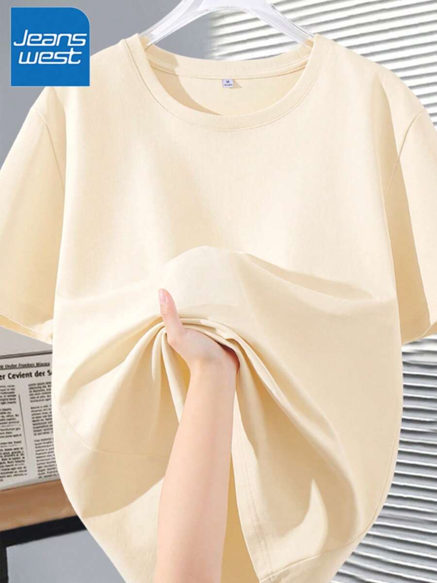 Camiseta de manga corta de talla grande para mujer , nueva ropa de verano popular para mujer de talla grande, corte holgado, 100% algodón puro, suave - fácil de usar, lavar y cuidar. - albaricoque - Ver 1
