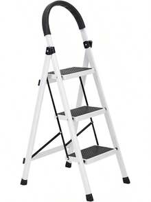 Escalera Plegable de Peldaños, Aluminio, Tijera, Portátil, Multifuncional, para Interior y Exterior (Escalera 4 PELDAÑOS) - Aluminio - Ver 1