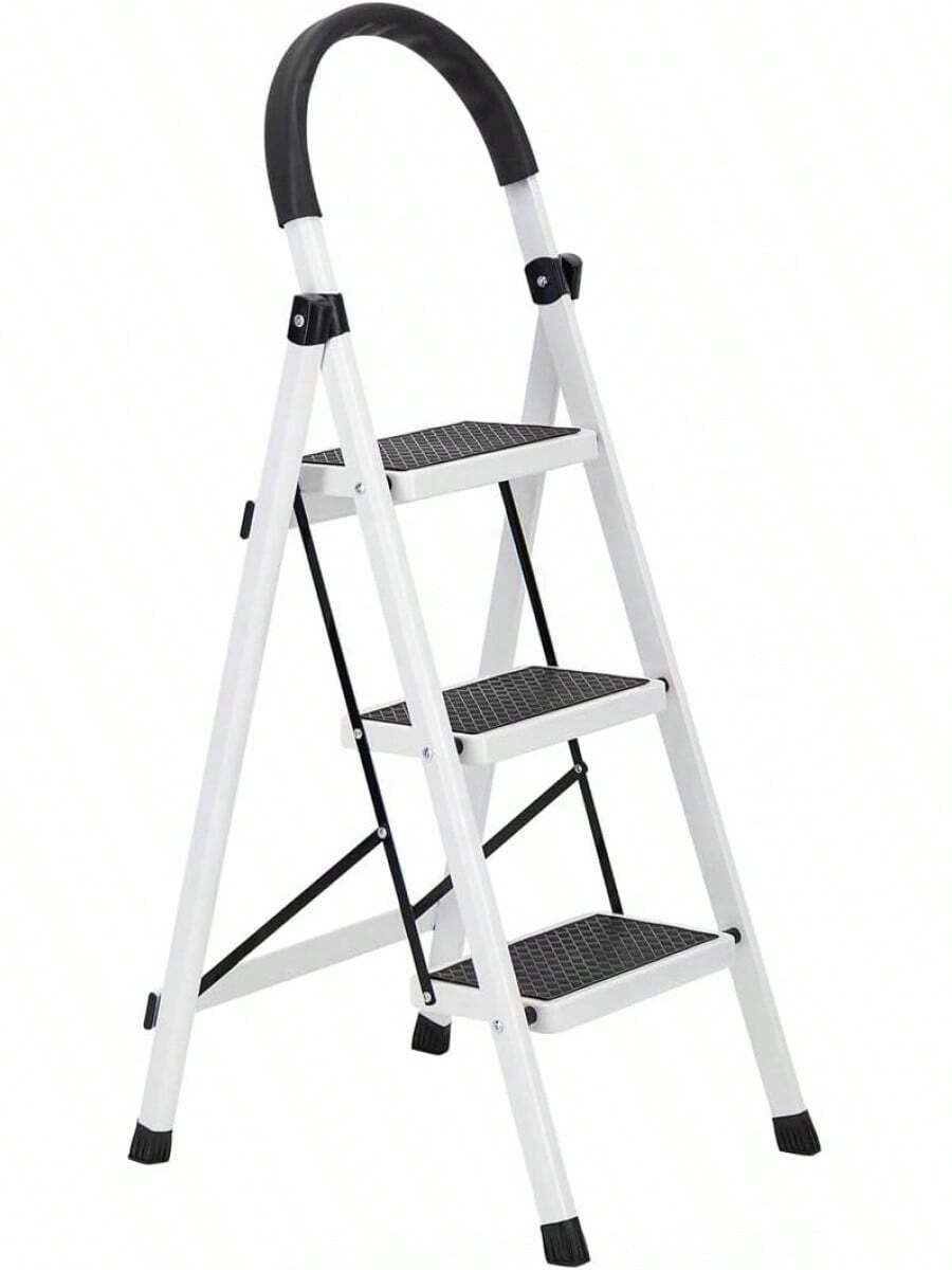 Escalera Plegable de Peldaños, Aluminio, Tijera, Portátil, Multifuncional, para Interior y Exterior (Escalera 4 PELDAÑOS) - Aluminio - Ver 1