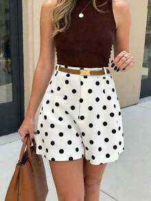 Pantalones cortos versátiles de unicolor para mujer - Blanco y Negro - Ver 1