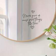 Never Give Up, Big Things Take Time' Inspirational Mirror Decal - Matte Vinyl Sticker, Suitable For Home, Car Window, Bathroom, Kitchen Or Living Room Decor, Mirror Wall Sticker With Motivational Quote - Car Stickers - View 2