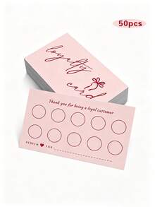 50pcs Pink Bow Print Loyalty Punch Cards, Blank Customer Reward Cards For Small Business, Boutiques, Coffee Shops, Beauty Salons And Retail Stores - Loyalty Card - View 8
