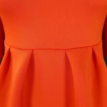 Women's Summer Dress, New Model, Double Ruffle Sleeve, Solid Color, Wide Full Skirt - 橘色 - 查看 8