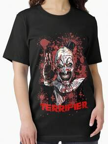 2026 NEW W T Errifier Horror Art The Clown |   Men's T-Shirt By Elloodiee, Casual Round Neck, Loose Fit, Short Sleeves, Geometric Pattern, Oversized. - 黑色 - 查看 1