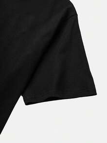 Plus Size Women's Casual Athletic T-Shirt, Y2K Style Star Print, Comfortable Fit Short Sleeve T-Shirt, Fashionable Breathable Casual Top - 黑 - 查看 4