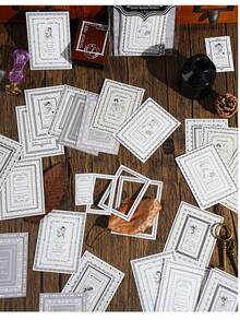 20pcs/Pack Vintage Style Border Decorative Stickers, Scrapbooking Supplies, Random Assorted - A - View 6