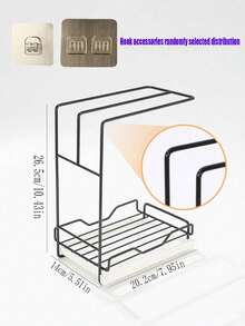 1pc-Kitchen Sink Organizer Rack, Towel & Rag Holder And Utensil Storage - Metal Over-Sink Drainer Rack, Suitable For Sponges, Brushes And Soap - Easy To Clean Design, Suitable For Countertop Or Wall Use, Kitchen Sink Accessories - Black - View 11